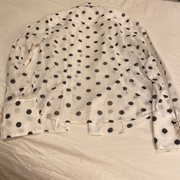 Adorable navy and white polka dot Tommy Hilfiger blouse, 4 - Picture 9 of 12